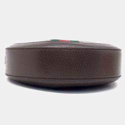 مملوكة مسبقًا Gucci Beige Brown PVC Ophidia Mini GG Round Shoulder Bag