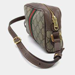 مملوكة مسبقًا Gucci Beige Brown PVC Ophidia Supreme Mini Crossbody Bag