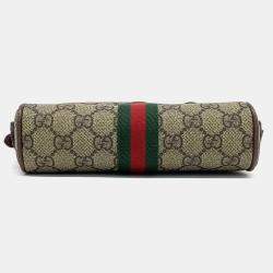 مملوكة مسبقًا Gucci Beige Brown PVC Ophidia Supreme Mini Crossbody Bag