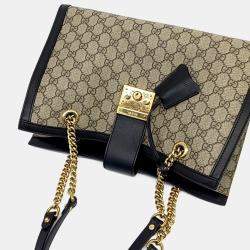 مملوكة مسبقًا Gucci Beige Black PVC Supreme Padlock Shoulder Bag