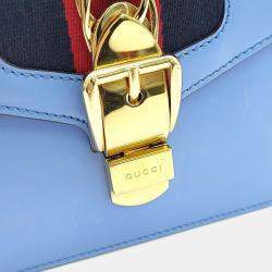 مملوكة مسبقًا حقيبة يد وكروس بودي غوتشي سيلفي جلد أزرق ميني