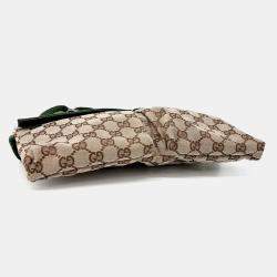 مملوكة مسبقًا Gucci Beige Green Fabric Two-Pocket Hip Sack