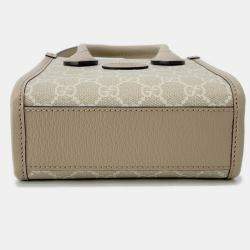 Pre Owned حقيبة يد صغيرة غوتشي انترلوك جي جي سوبريم 2-واي جلد بيج بي في سي