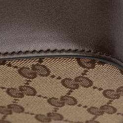 Pre Owned Gucci Brown Gucci Mini GG Supreme Moon Side Web Shoulder Bag