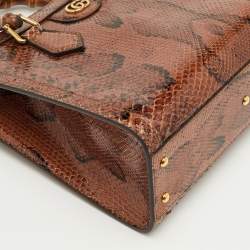 مملوكة مسبقًا حقيبة يد غوتشي ديانا صغيرة بايثون بني بمقبض بامبو