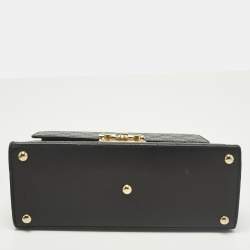 Pre Owned حقيبة يد علوية جلد غوتشيسما سوداء صغيرة قفل غوتشي