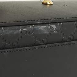 Pre Owned حقيبة يد علوية جلد غوتشيسما سوداء صغيرة قفل غوتشي