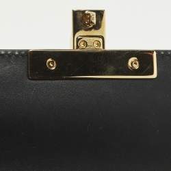 Pre Owned حقيبة يد علوية جلد غوتشيسما سوداء صغيرة قفل غوتشي
