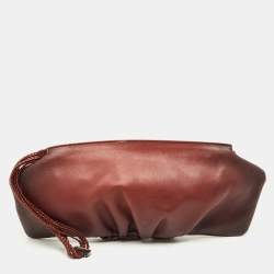 مملوكة مسبقًا Gucci Pleated Ombre Brown Leather Long Clutch
