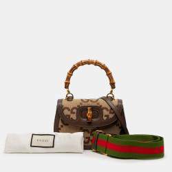 مملوكة مسبقًا Gucci Brown Small Jumbo GG Canvas Bamboo 1947 Top Handle Bag