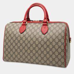 مملوكة مسبقًا Gucci Brown Medium GG Supreme Embroidered Satchel