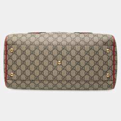 مملوكة مسبقًا Gucci Brown Medium GG Supreme Embroidered Satchel