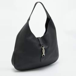 مملوكة مسبقًا حقيبة هوبو غووتشي سوفت جاكي جلد أسود