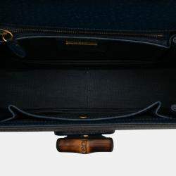 مملوكة مسبقًا حقيبة غوتشي مقبض علوي من البامبو قماش كاينايدوسكوب جي جي مطلي متوسطة الذكرى المئوية 1947 زرقاء