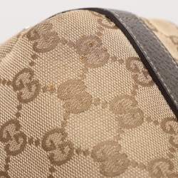 Pre Owned حقيبة هوبو غوتشي آبي متوسطة كانفاس GG معدني/بيج وجلدي