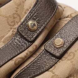 Pre Owned حقيبة هوبو غوتشي آبي متوسطة كانفاس GG معدني/بيج وجلدي