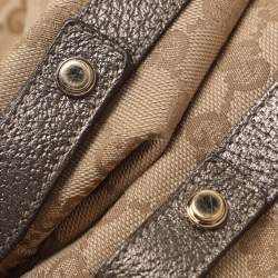 Pre Owned حقيبة هوبو غوتشي آبي متوسطة كانفاس GG معدني/بيج وجلدي