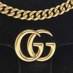 مملوكة مسبقًا Gucci GG Marmont Flap Mini Black Matelassé Velvet Shoulder Bag