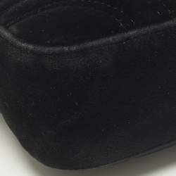 مملوكة مسبقًا Gucci GG Marmont Flap Mini Black Matelassé Velvet Shoulder Bag