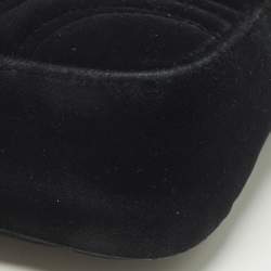 مملوكة مسبقًا Gucci GG Marmont Flap Mini Black Matelassé Velvet Shoulder Bag