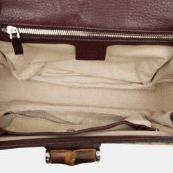 Pre Owned حقيبة غوتشي بامبو جلد كانفاس بني متوسطة بيد علوية