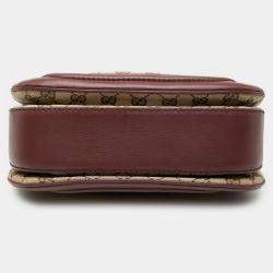 Pre Owned حقيبة غوتشي بامبو جلد كانفاس بني متوسطة بيد علوية