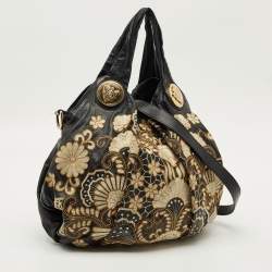 مملوكة مسبقًا Gucci Embroidered Hysteria Black Leather Hobo