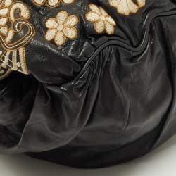 مملوكة مسبقًا Gucci Embroidered Hysteria Black Leather Hobo