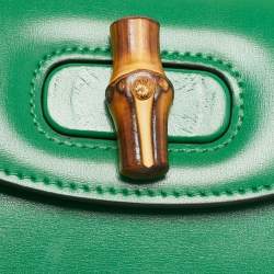 مملوكة مسبقًا Gucci 1947 Bamboo Mini Green Leather Top Handle Bag