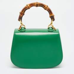 مملوكة مسبقًا Gucci 1947 Bamboo Mini Green Leather Top Handle Bag