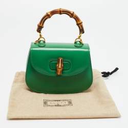 مملوكة مسبقًا Gucci 1947 Bamboo Mini Green Leather Top Handle Bag
