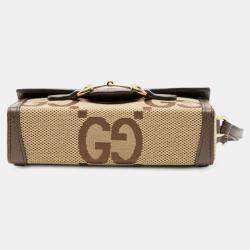 Pre Owned Gucci Brown Mini Jumbo GG Canvas Horsebit 1955 Crossbody