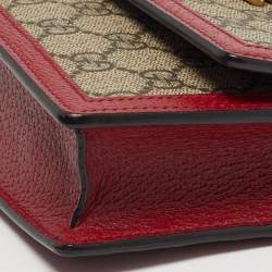 Pre Owned محفظة غوتشي ويب كوين مارغريت قماش GG سوبريم أحمر/بيج على سلسلة