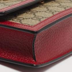 Pre Owned محفظة غوتشي ويب كوين مارغريت قماش GG سوبريم أحمر/بيج على سلسلة