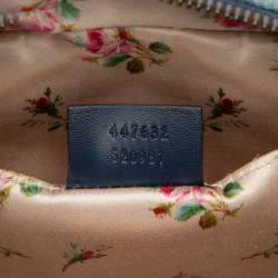 Pre Owned Gucci Blue Small GG Marmont Matelasse Denim Pearly Crossbody