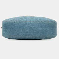 Pre Owned Gucci Blue Small GG Marmont Matelasse Denim Pearly Crossbody