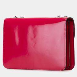 Pre Owned Gucci Red Medium Patent Dollar Interlocking G Crossbody