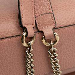 Pre Owned Gucci Pink Small Dollar Calfskin Interlocking G Satchel
