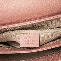 Pre Owned Gucci Pink Small Dollar Calfskin Interlocking G Satchel