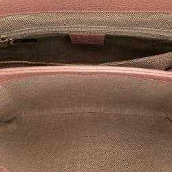 Pre Owned Gucci Pink Small Dollar Calfskin Interlocking G Satchel