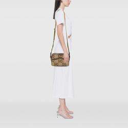 مملوكة مسبقًا حقيبة غوتشي كروس بودي قماش GG كبير بني مع الويب