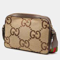 مملوكة مسبقًا حقيبة غوتشي كروس بودي قماش GG كبير بني مع الويب