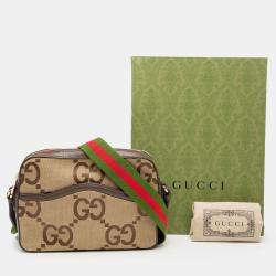 مملوكة مسبقًا حقيبة غوتشي كروس بودي قماش GG كبير بني مع الويب