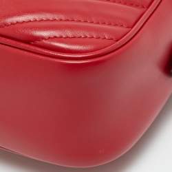 Pre Owned Gucci GG Marmont Small Red Matelassé Leather Camera Bag