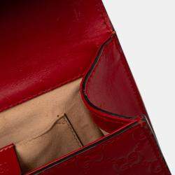 Pre Owned Gucci Red Small Guccissima Padlock Crossbody