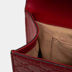 Pre Owned Gucci Red Small Guccissima Padlock Crossbody