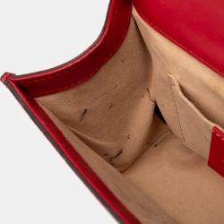 Pre Owned Gucci Red Small Guccissima Padlock Crossbody