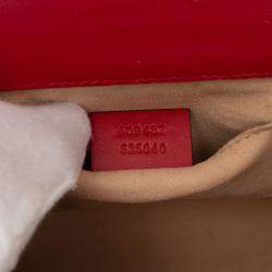 Pre Owned Gucci Red Small Guccissima Padlock Crossbody
