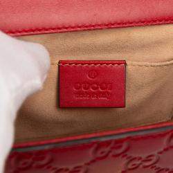 Pre Owned Gucci Red Small Guccissima Padlock Crossbody