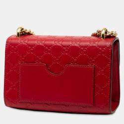 Pre Owned Gucci Red Small Guccissima Padlock Crossbody